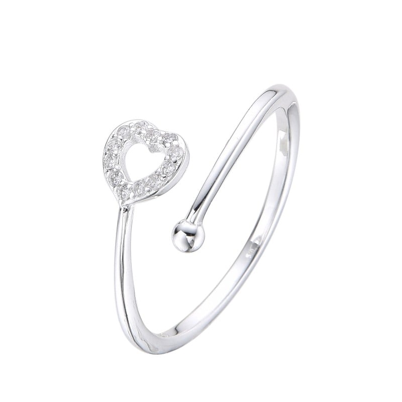 Anillo ajustable con corazón en plata 925