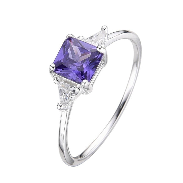 Anillo circón morado en plata 925