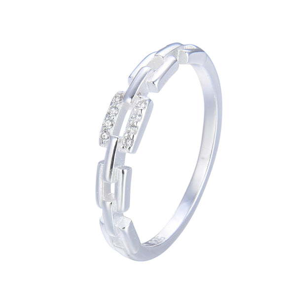 Anillo de eslabones & circones en plata 925