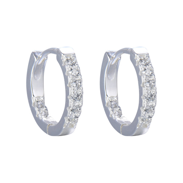 Argollas huggies en plata 925 con circones