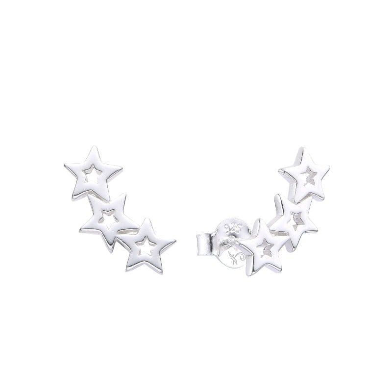 Aretes trepadores estrella en plata 925