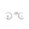 Aretes media luna y gato con circones en plata 925