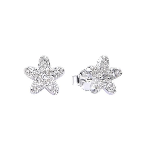 Aretes flor en plata 925