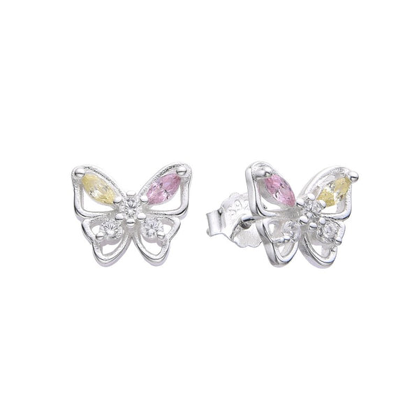 Aretes de mariposa & circones en plata 925