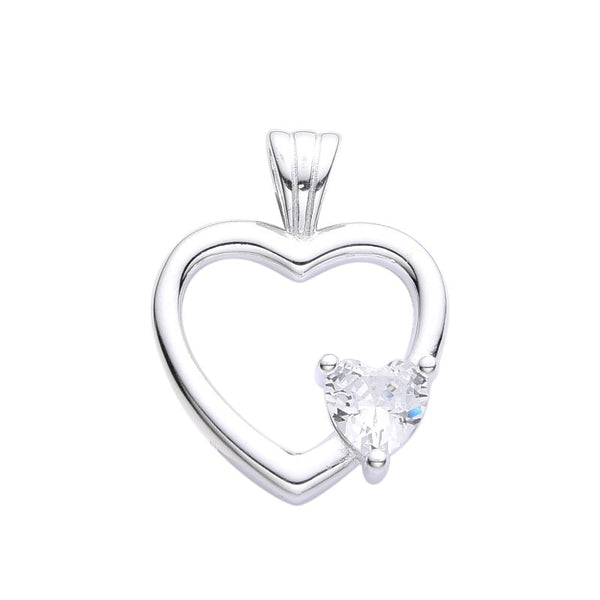 Dije de corazón con circón en plata 925