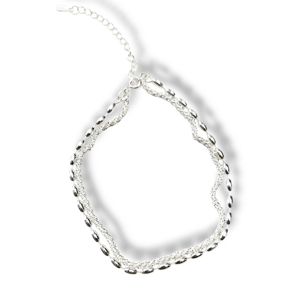 Pulsera doble con óvalos en plata 925