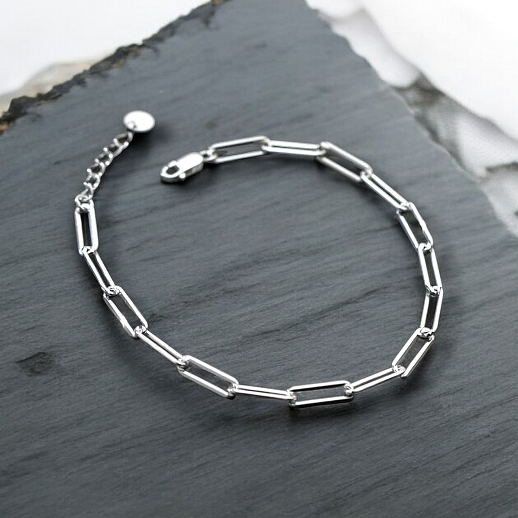 Pulsera tejido paper clip en plata 925