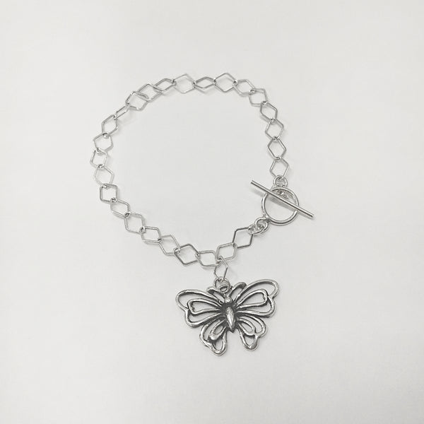 Pulsera con mariposa bruñida en plata 925