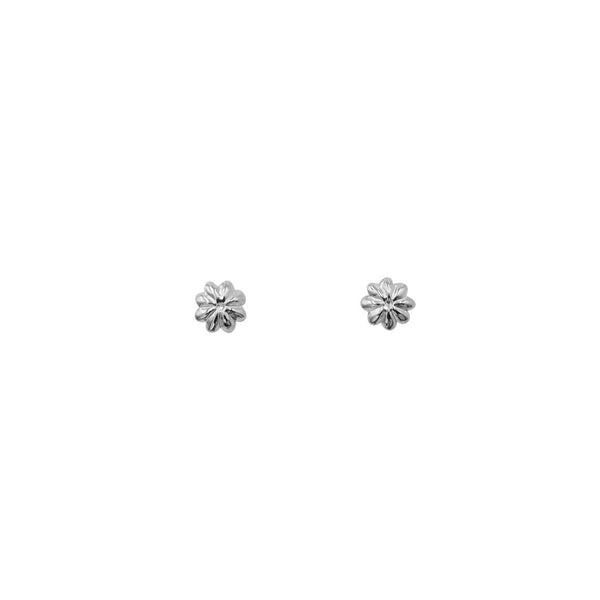 Aretes con flor l& satinada en plata 925 cierre de rosca