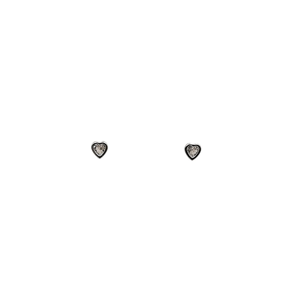 Mini aretes de corazón en circón y plata 925 con cierre de rosca