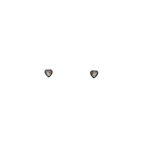 Mini aretes de corazón en circón y plata 925 con cierre de rosca