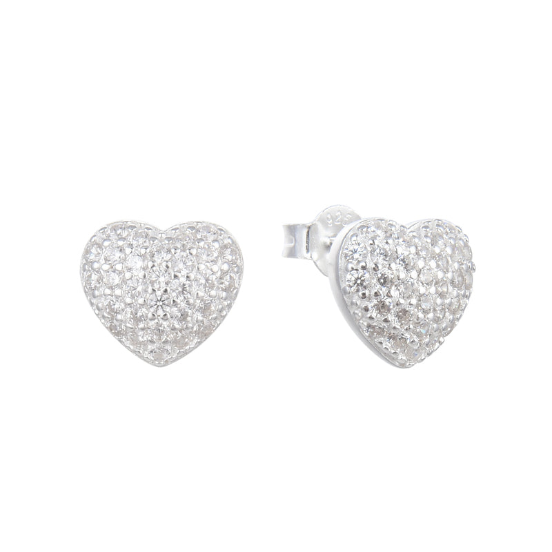 Aretes en forma de corazón con chispas de circón en plata 925