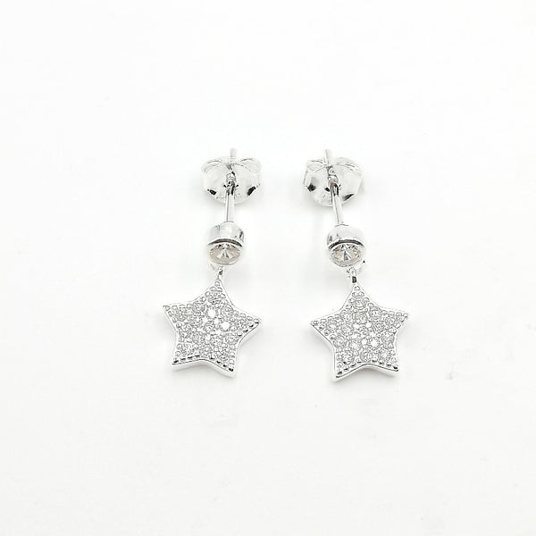 Aretes de estrella en plata 925 con circones