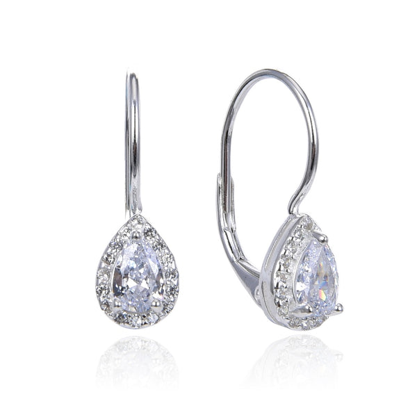 Aretes con diseño de gota en plata 925 & circones