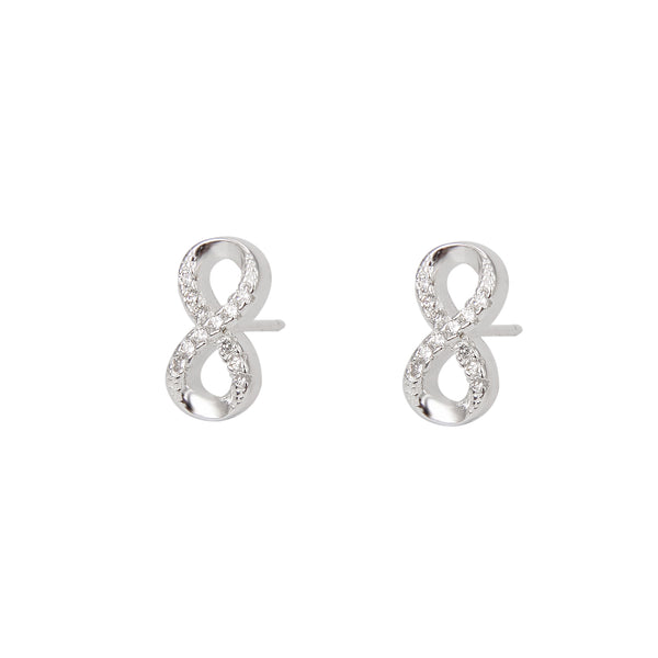 Aretes de infinito en plata 925 con circones