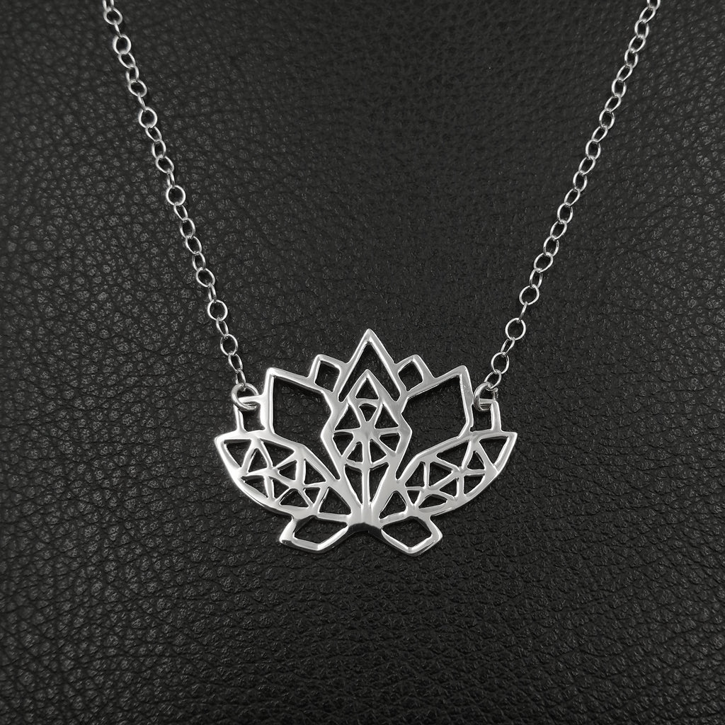 Collar plata 925 flor de loto estilo origami