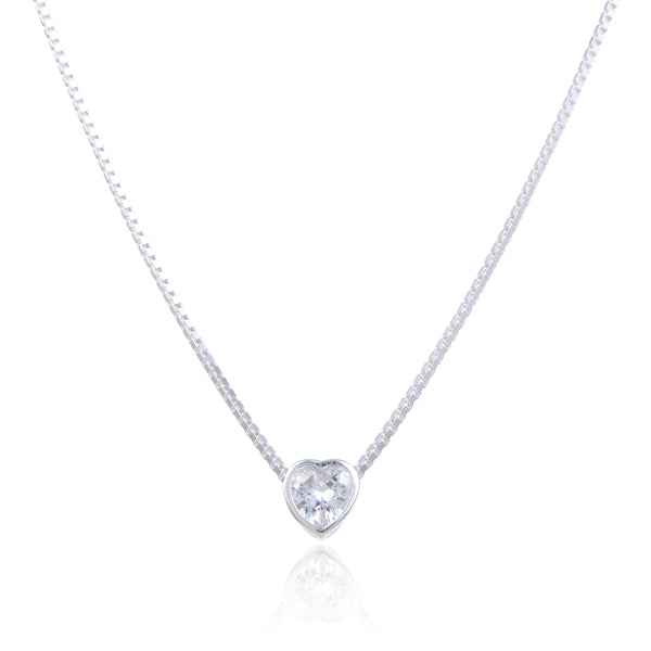 Gargantilla tejido box con corazón de circón en plata 925
