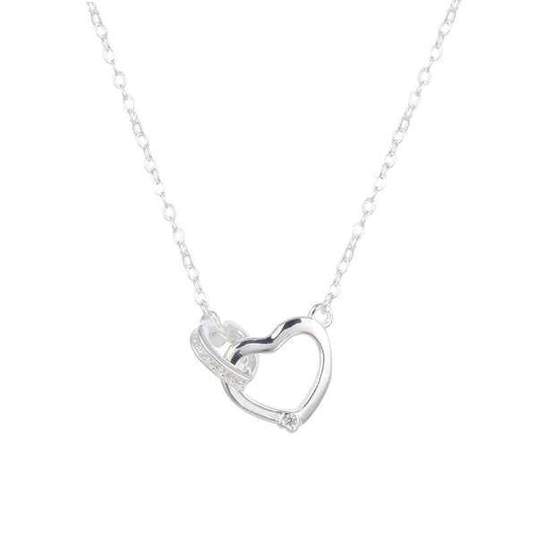 Collar con corazones entrelazados en plata 925 con circones