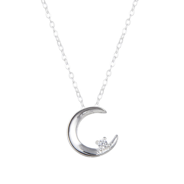Collar con media luna & circón en plata 925