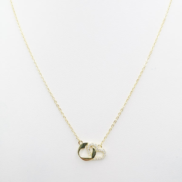 Collar con corazones en plata 925 con baño de oro