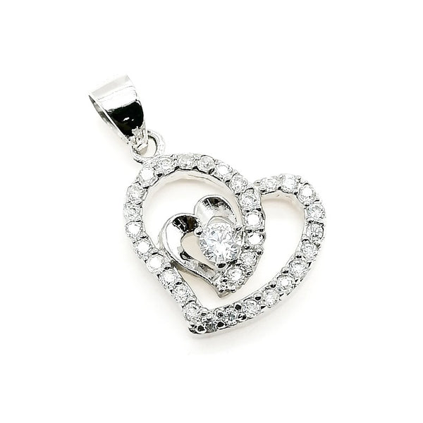 Dije de corazón con circones en plata 925 rodinada