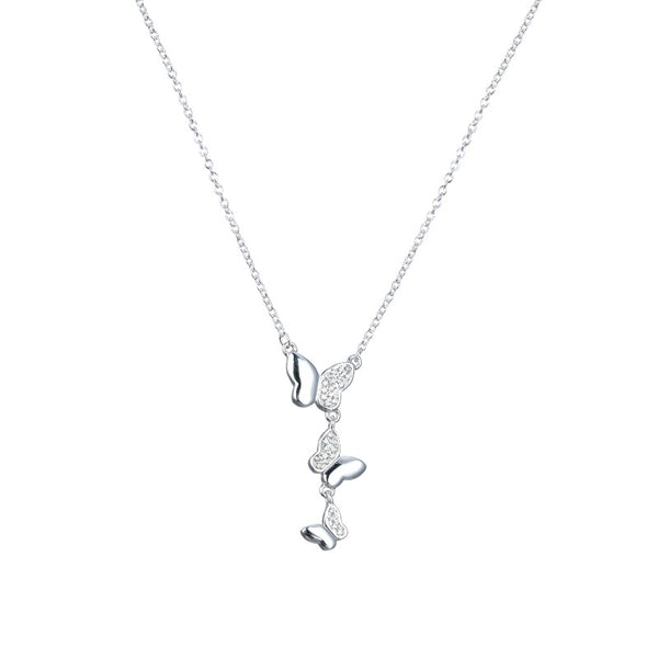 Collar con trío de mariposas en plata 925