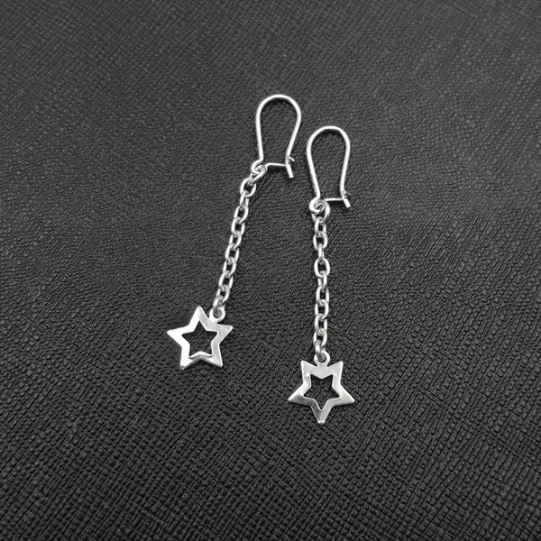 Aretes colgantes en plata 925 con estrellas