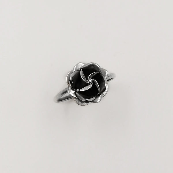 Anillo rosa negra en plata 925