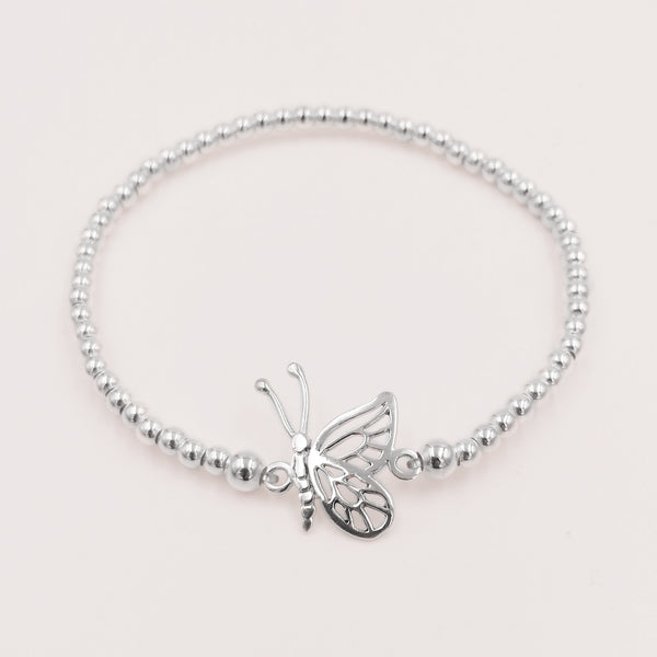 Pulsera elástica con mariposa en plata 925