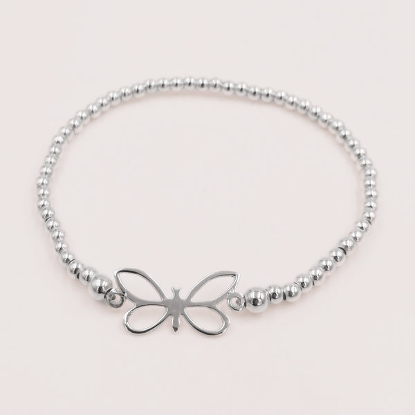 Pulsera elástica con mariposa en plata 925