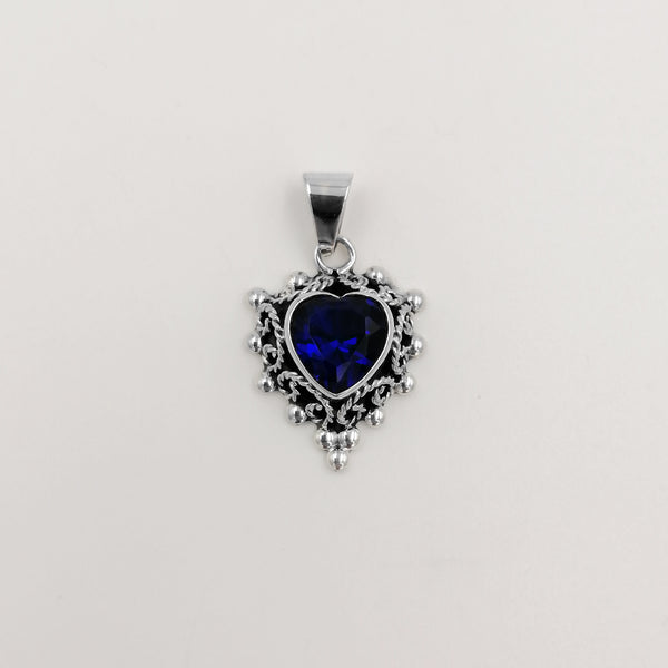 Dije de corazón en plata 925 azul rey