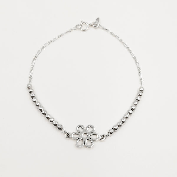 Pulsera con flor en plata 925