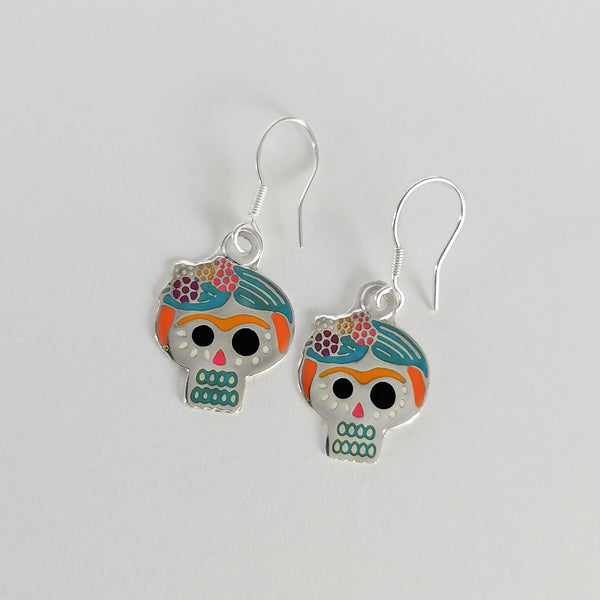 Aretes calavera en plata 925