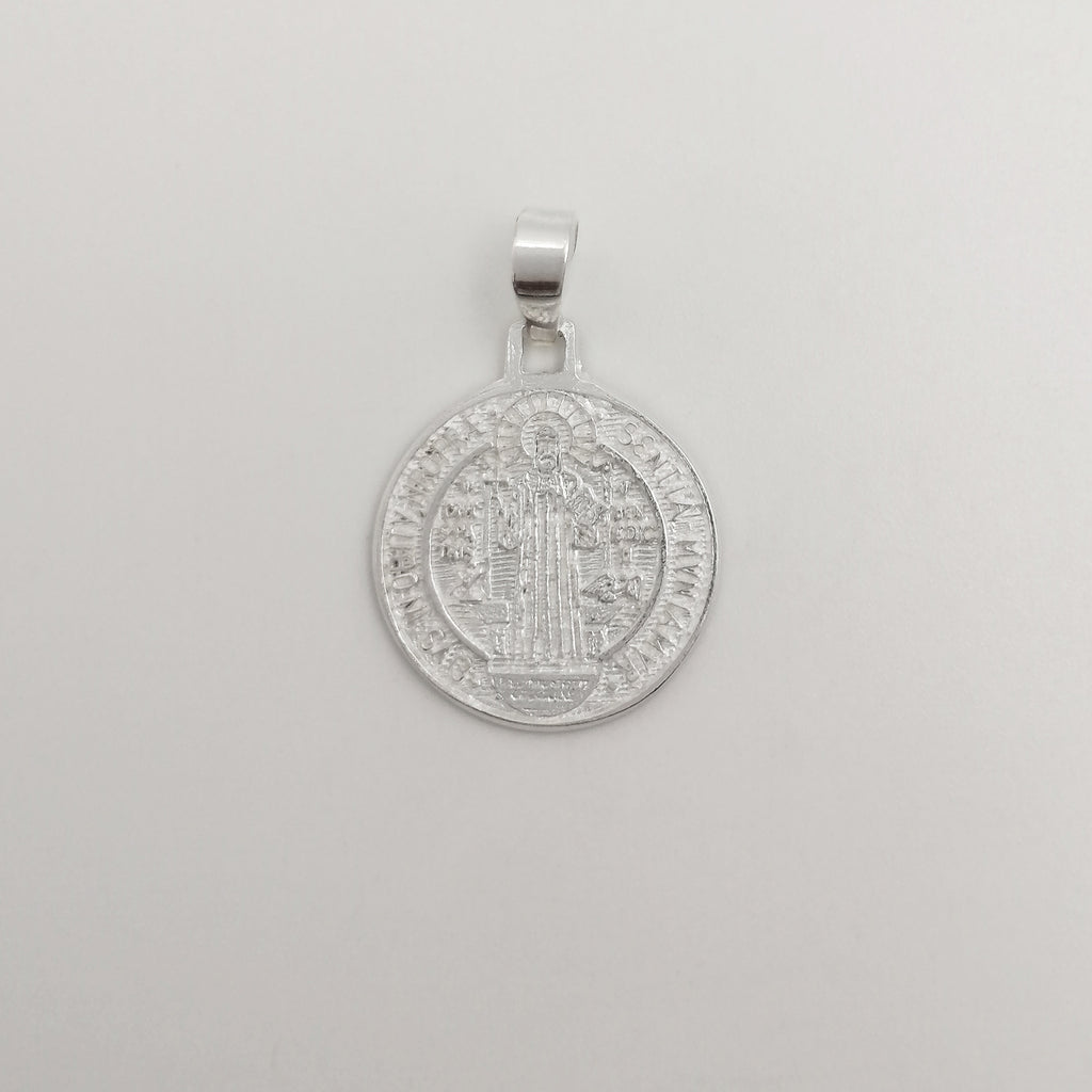 Medalla redonda en plata 925 de San Benito 