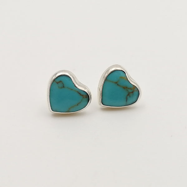 Aretes de corazón con turquesa china y plata 925
