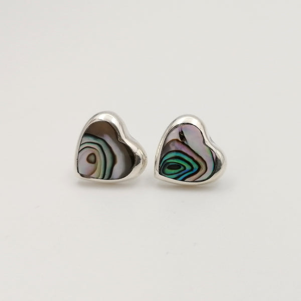 Aretes corazón concha nácar en plata 925