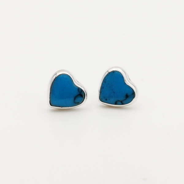 Aretes de corazón con turquesa y plata 925