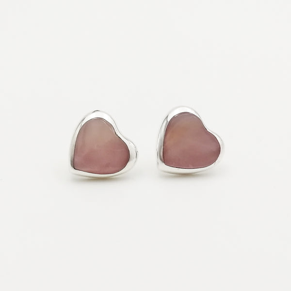 Aretes corazón concha nácar en plata 925