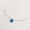 "Choker" con estrellas & cristal bermuda blue en plata 925