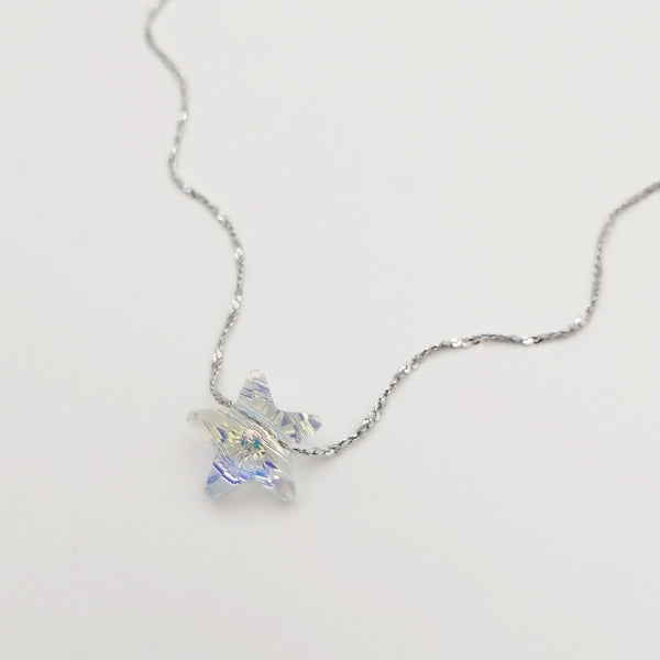 Collar lluvia en plata 925 con cristal tornasol de estrella