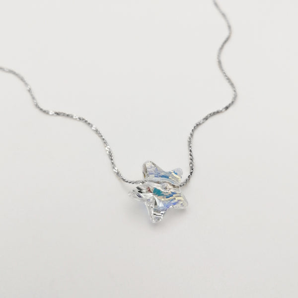 Collar lluvia en plata 925 con cristal tornasol de estrella