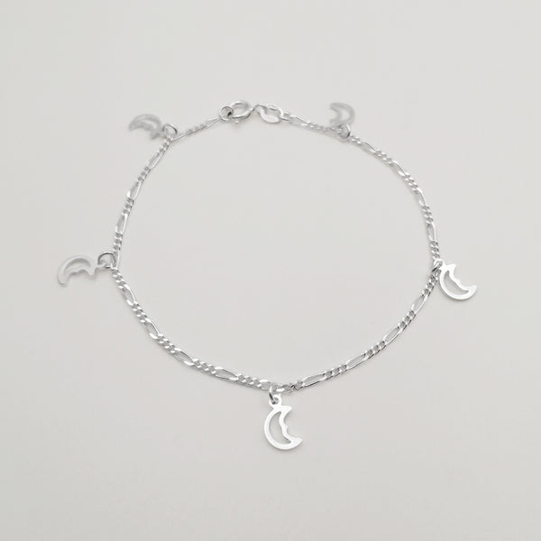 Pulsera con lunas colgantes en plata 925