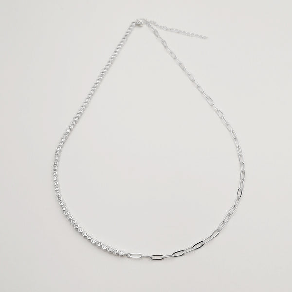 Collar tenis transparente & "paper clip" con circones transparentes