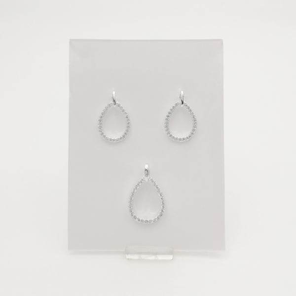 Juego de aretes & dije en plata 925 con forma de gota