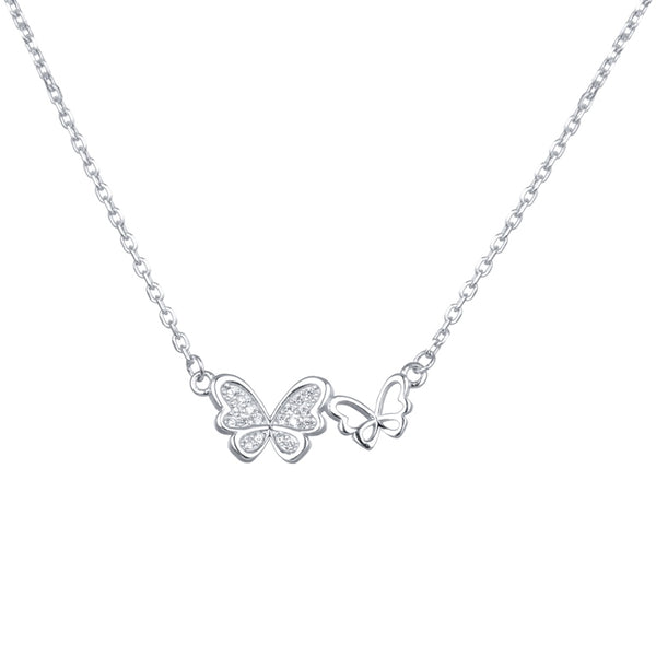 Collar con mariposas en plata 925 y circones