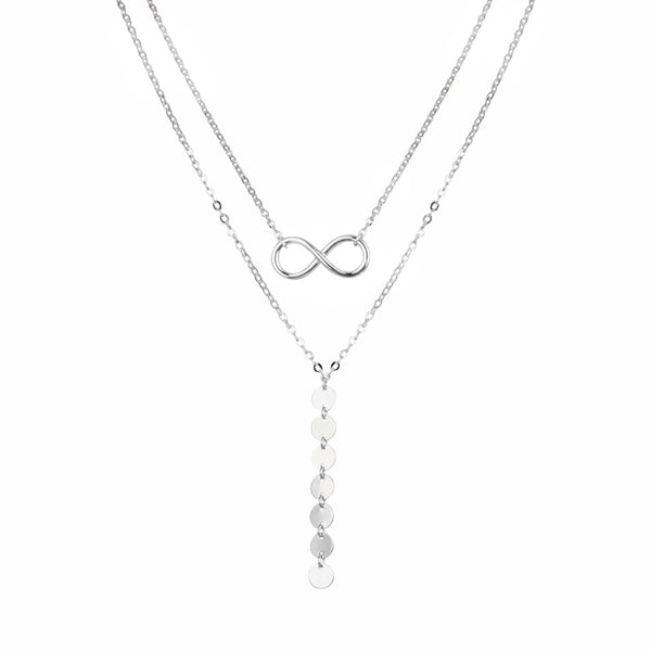 Collar doble con infinito & círculos en plata 925