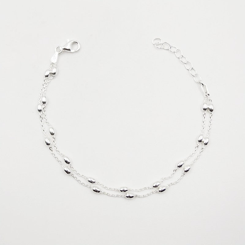 Pulsera De Plata De Ley 925 Con Dije Infinito - Cadena Doble Con Circonitas, Ajustable, Para Mujer - Incluye Caja De Regalo