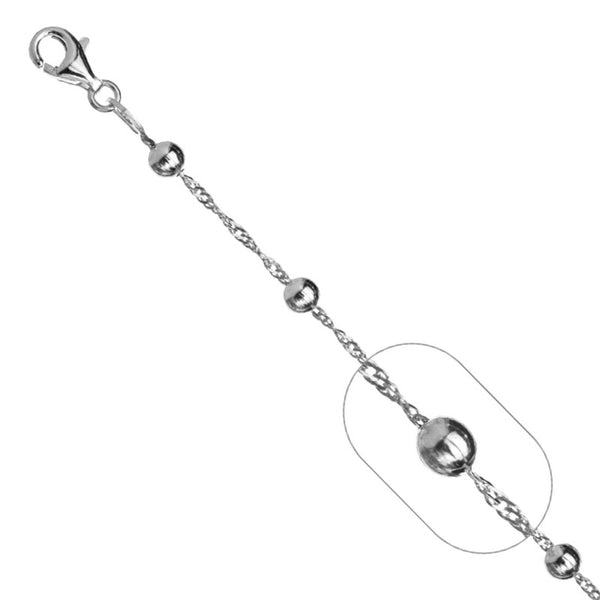 Cadena tejido Singapure en plata 925 con bolitas lisas